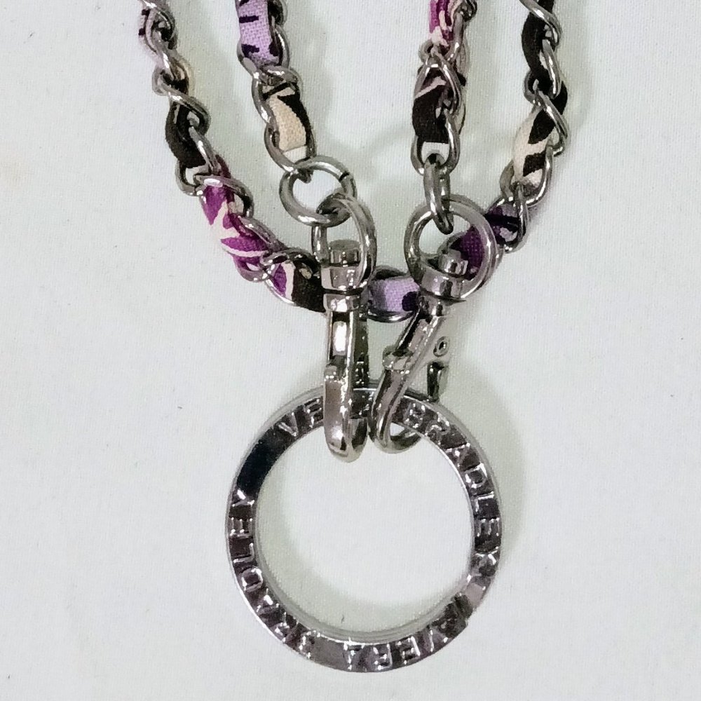 Vera Bradley Silver Tone and Multi Colored Fabric Link Necklace with Detachable
